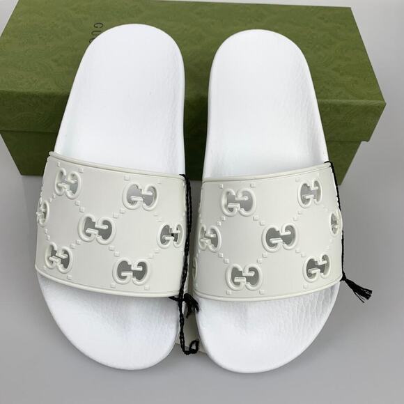 NIB Gucci GG slides Rubber White Size 37 Casual - Picture 2 of 9